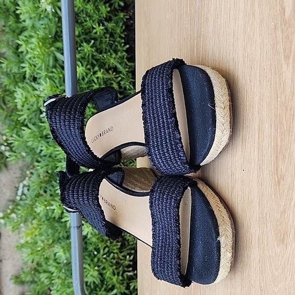 Lucky Brand Minjah Espadrille Jute-Wrapped Wedge Sandal Latte Black Platforms 11 - Picture 2 of 11